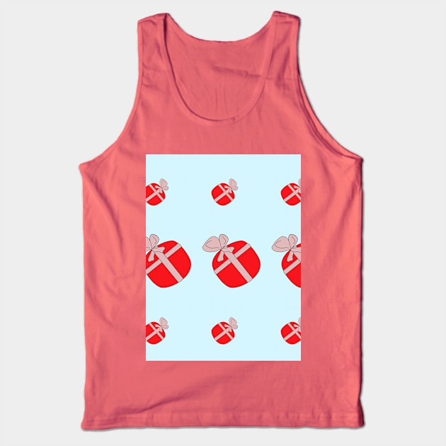 Red gifts on a blue background. Festive surprises, good mood. Boxes for the holiday. Tank Top by grafinya